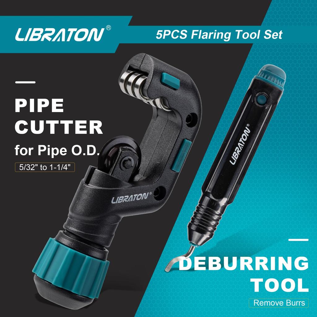 LIBRATON Flare Eccentric Flaring Flare Processing Air Conditioner Plumbing for Pipe Deburring Bar Included Tool, Tool, Tool, Tool, 1/4-3/4 inch,