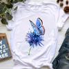Summer Blue Butterfly T-Shirts Top For Women Harajuku Kawaii Clothing Print Lady Graphic T Shirt Ladies Female Tee T-Shirt