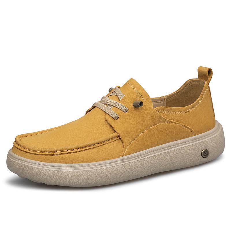 Men s Breathable Leather Casual Lace-Up Shoes - Lightweight Comfortable 43 желто-коричневый