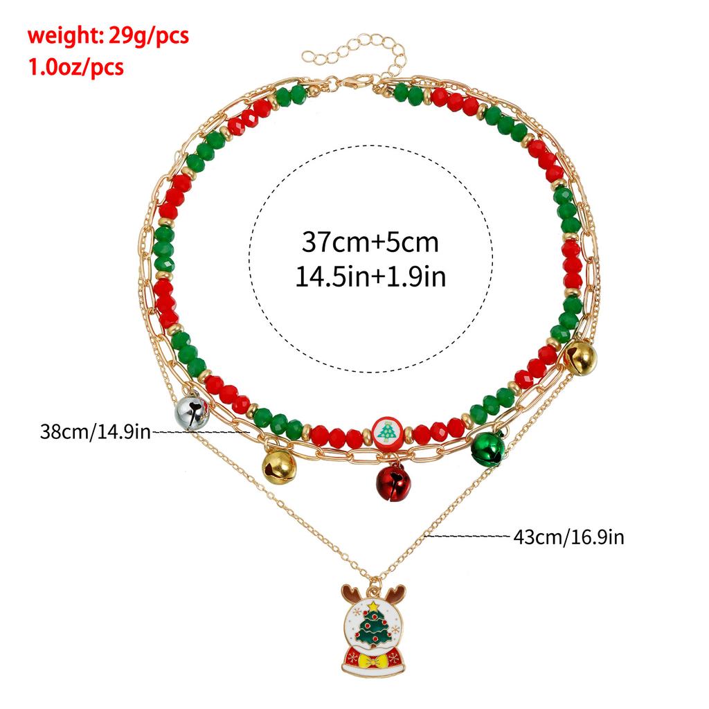 Christmas necklace bell Christmas tree cartoon tag ins color matching wind choker item decoration