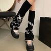 Harajuku Punk Spiderweb Knitted Leg Warmers Japanese Women Gothic Knee Length Long Socks Leggings Boot Cuffs Foot Covers