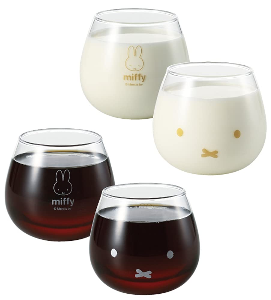 Kaneshotouki Dick Bruna Tumbler Pair Miffy 320ml Glass KN40150 "Swaying Set" Gold/Silver