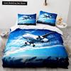 Airplane King Queen Full Duvet Cover Vintage Fighter Bedding Set for Kids Teens Adults Sky Clouds Grey 2/3pcs Soft Quilt Cover