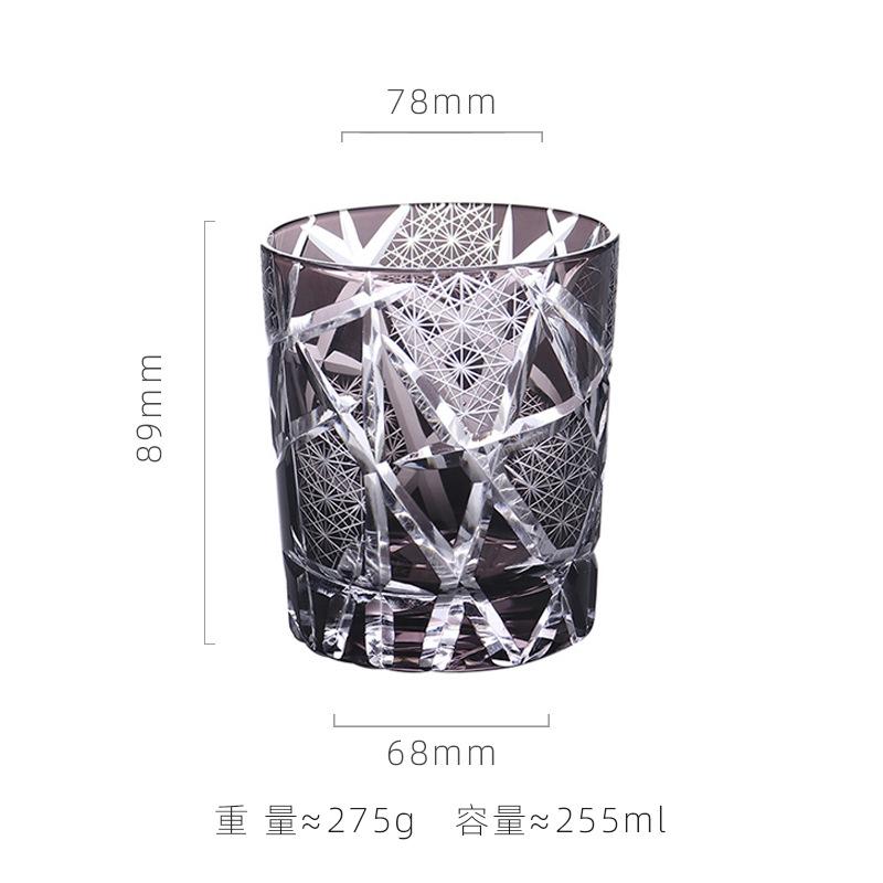 Hand Carved Edo Kiriko Whiskey Glass Japanese Crystal Ocean Heart Barware