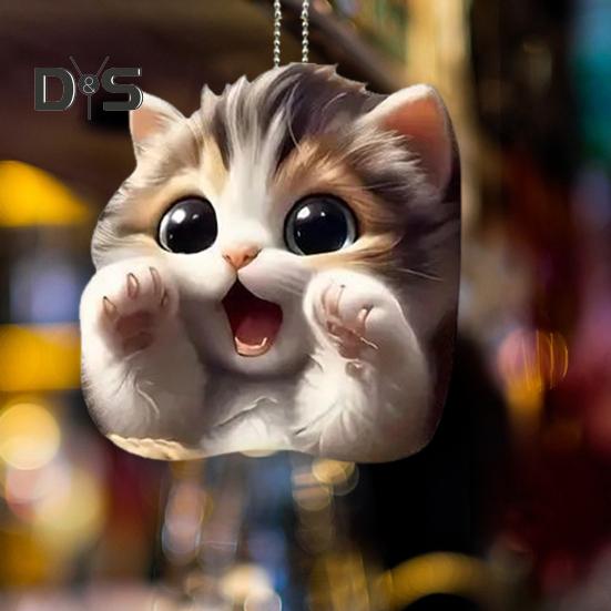 Juletrepynt 2D tegneserie Katt Hund Ape-anheng Dobbeltsidig trykk Akryldekorasjon for trebilryggsekk