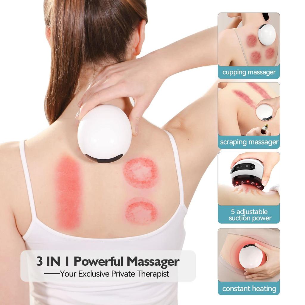 Electric Cupping Therapy Kit 3 In 1 Multi-function Cupping Massager Relieve Muscle Fatigue Electric Heated Scraping Tool