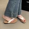 Mezzanine slippers women wear new Korean version of retro flip-flops vacation fairy wind seaside flat beach shoes in summer