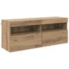 TV Wall Unit with LED Light Strips 6 pcs Reclaimed Wood Effect Particleboard