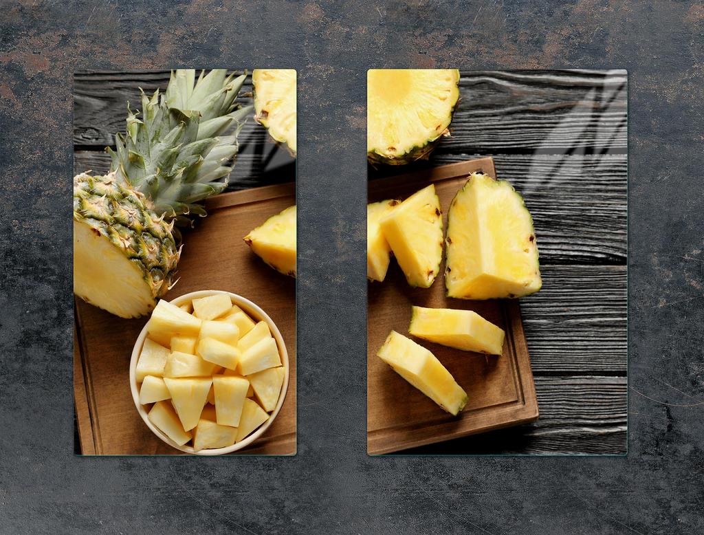 SZKLANA PŁYTA OCHRONNA DO KUCHNI 65x52 ANANAS
