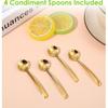 Small Spoons for Spice Jars, 4 Pcs 3.3 Inch Spice Spoon, Tiny Spoons for Spices, Sugar, and Salt, Gold