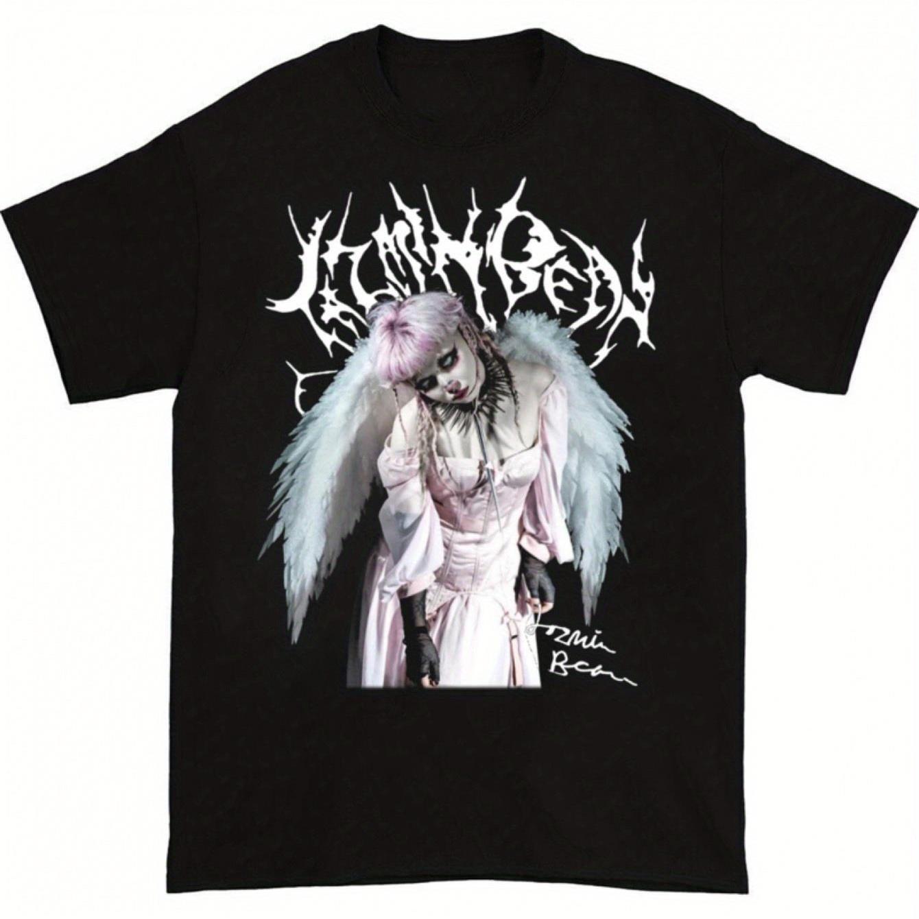 

Mens Jazmin Bean Singer Pattern T-Shirt Gothic Bohemian Wings Art Print Slim Fit Black Casual Music Fan Clothing 4XL