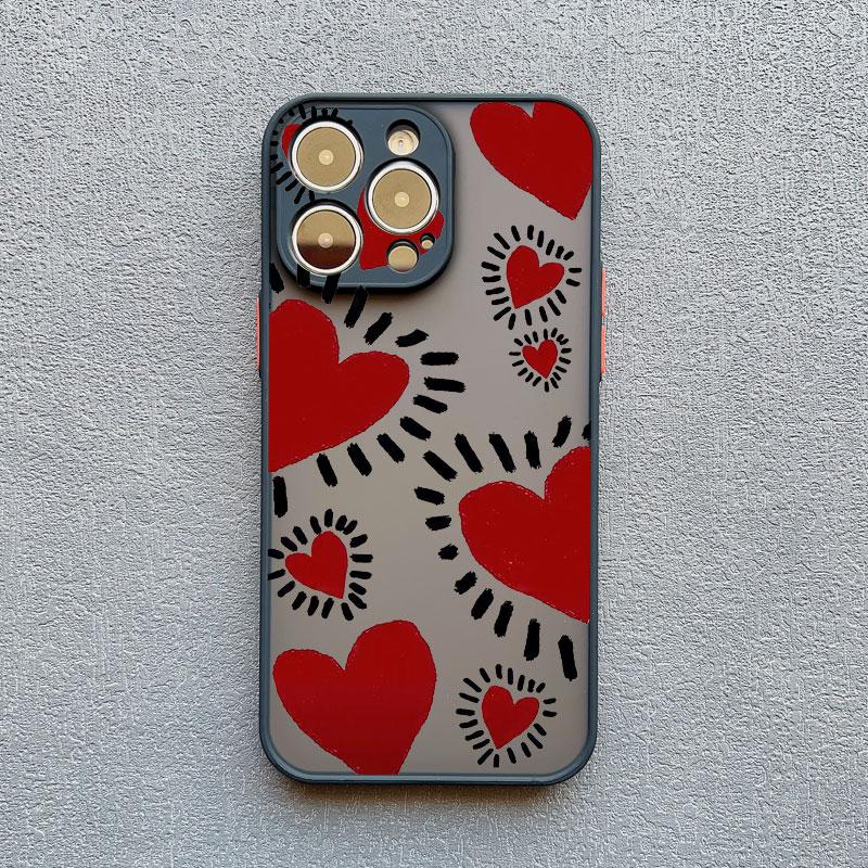 Cute Love Heart Pattern Protective Phone Cases for Iphone 15 11 12 13 Pro Max Mini 16 14 Pro Max Plus X XR XS Shockproof Cover
