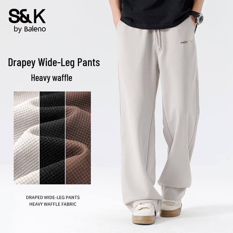 Baleno Men's S&K Waffle Knit Wide-Leg Sweatpants