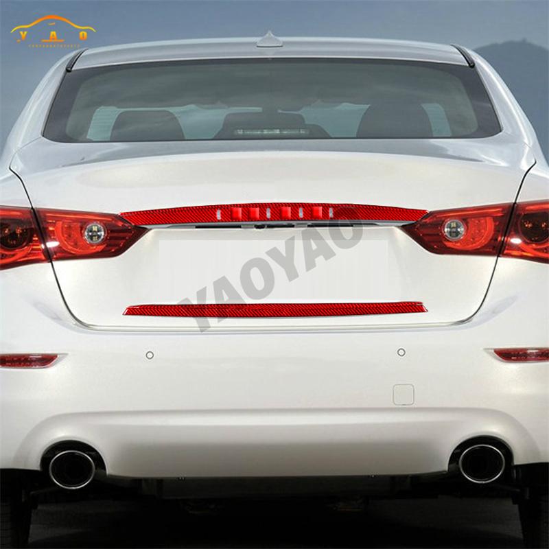 Car Accessories Trunk Decorative Strip Modified Exterior Trim Cover Soft Sticker Carbon Fiber For Infiniti Q50 2014-2020