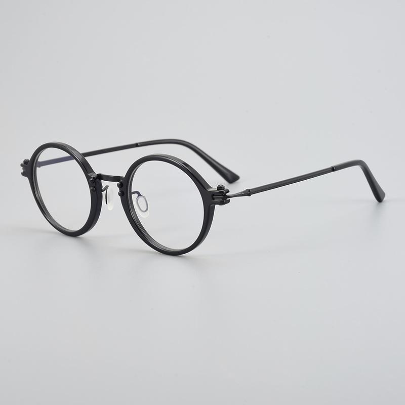 Tvat Pure Titanium Glasses Frame Literary Xiaoqing Round Plate Ultra-Light Men And Women With Myopia Reading Glasses