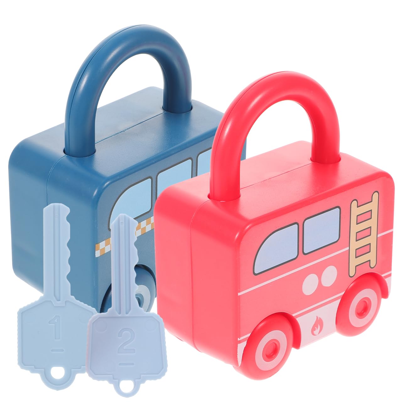 

Toyvian Keyed Toy Cars, Montessori Educational Learning Toys for Kids, 2-Piece Working Vehicle Set