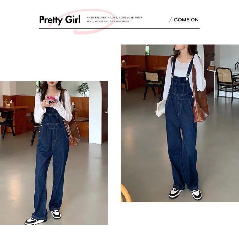 2026 New Fashionable Women's Loose Straight-Leg Denim Overalls Casual Suspender Pants