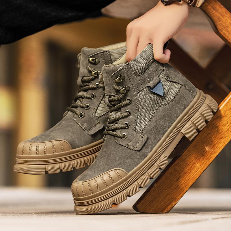 Fashion Men's Shoes Brand Lace-Up Men's Motocross Boots 2024 New Arrival Classic Male High Top Sneakers Leather for Men Outdoor Boots