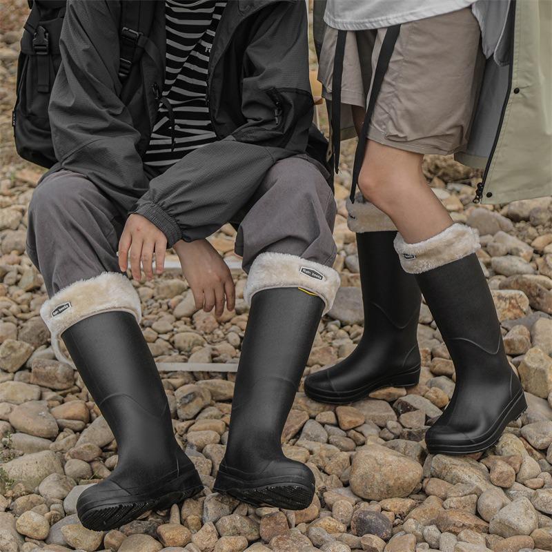 High tube rain shoes women's non-slip waterproof couple rain boots men's long tube car wash work wear-resistant rubber shoes fishing water shoes