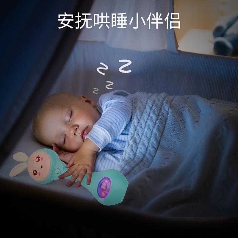 New Sand Hammer Electric Light Music Hand Shake Rhythm Stick Silicone Teether Bite Baby Toys Rattle