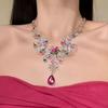 Luxury Rainbow Zircon Clavicle Necklace - Candy-Colored Crystal Heart Design