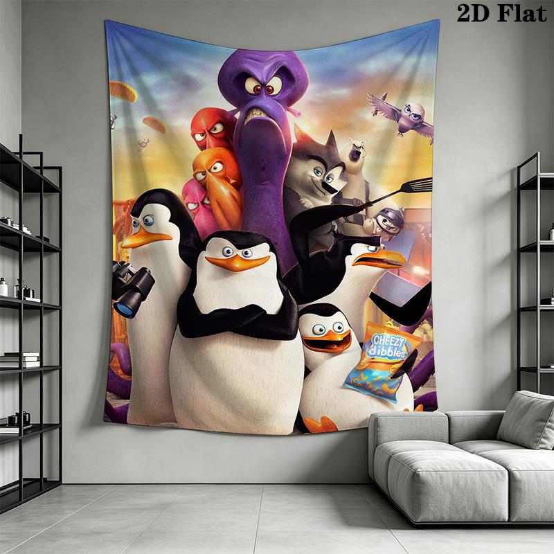 Brave Penguin Pattern Home Decor Tapestry, Wall Hanging, Decorative RV Wall Cloth.ZGT0914433