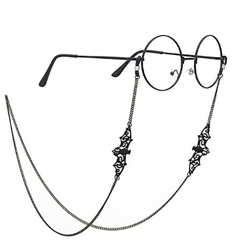 Black Hollowed-Out Bat Eyeglass Chain - Anti-Slip, Anti-Loss Eyewear Cord Pendant