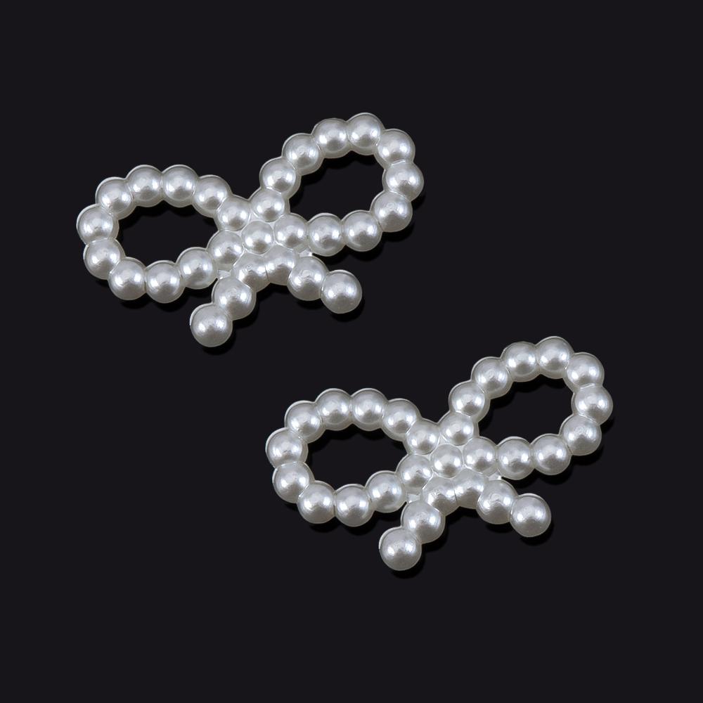 50pcs Resin Accessories Bowknot Love Heart for Jewelry Making DIY Findings White Imitation Pearl Beads Bowknots Hair Accessories
