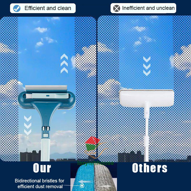 Glass Cleaning Tools Double-sided Telescopic Rod Window Cleaner Mop Squeegee Wiper Long Handle Brush Kitchen Accessories