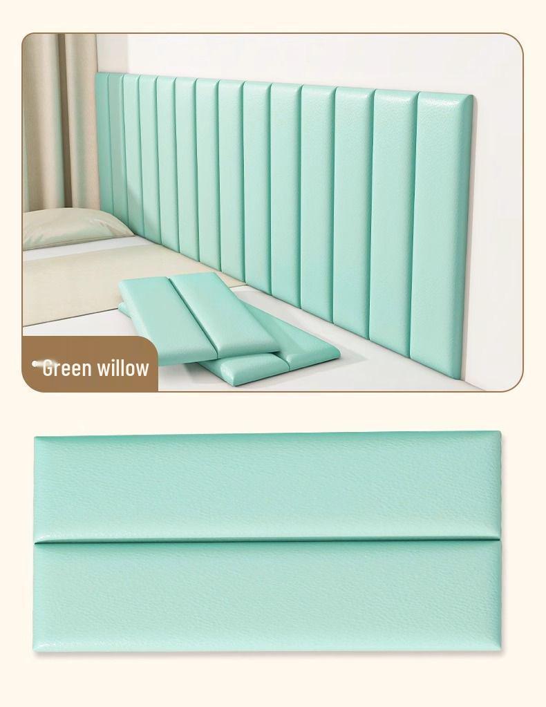 Tatami Padded Headboard: Soft, Anti-collision, Self-adhesive, Waterproof Wallpaper for Children's Room Wall.