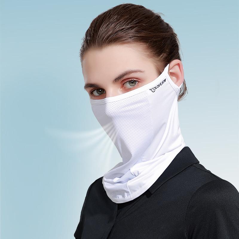 Ice Silk Sunscreen Mask Women Summer Anti-Uv Quick-Drying Face Cover Scarf Breathable Lady Neck Protection Hanging Ear Headband