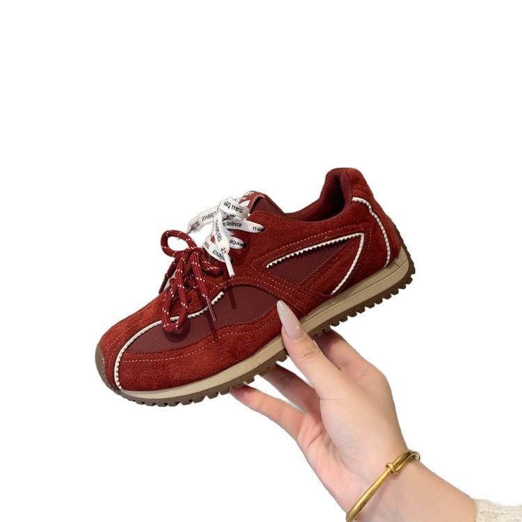 Zhou Yutong's same leather women's shoes jumping sugar retro red ballet training shoes inner height increase casual shoes pre-order