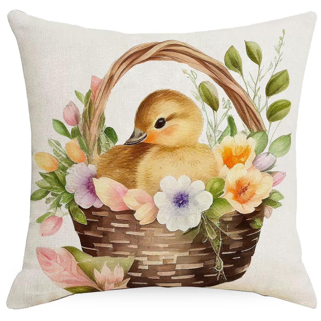 New Easter Pillowcase Spring Retro Rabbit Easter Egg Decorative Pillow Sofa Cushion Cover