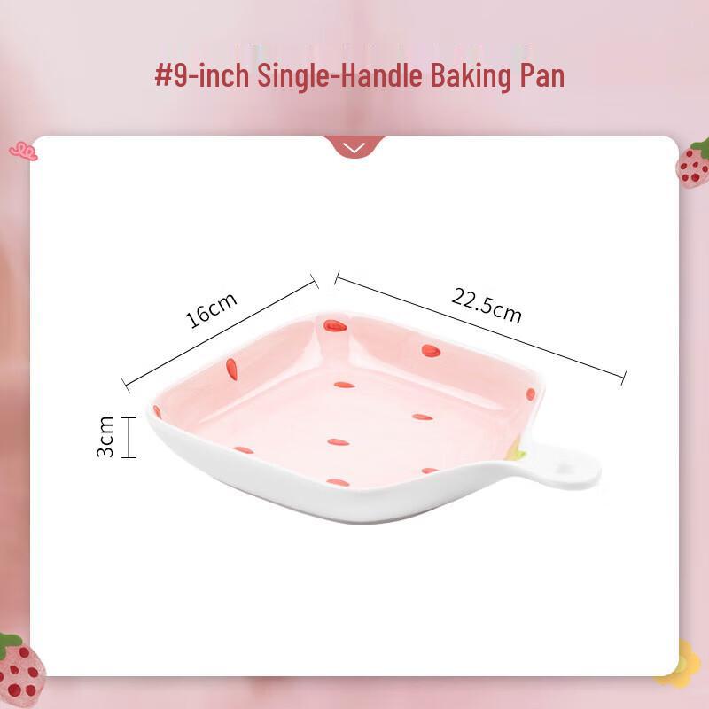 Cute Strawberry Ceramic Single Handle Snack Plate