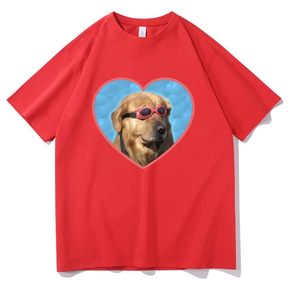 

Doggo Golden Retriever Love Sunglasses Print Tshirt Swimmer Dog Graphic T-shirts Funny Women Fashion Casual T Shirt Personality M