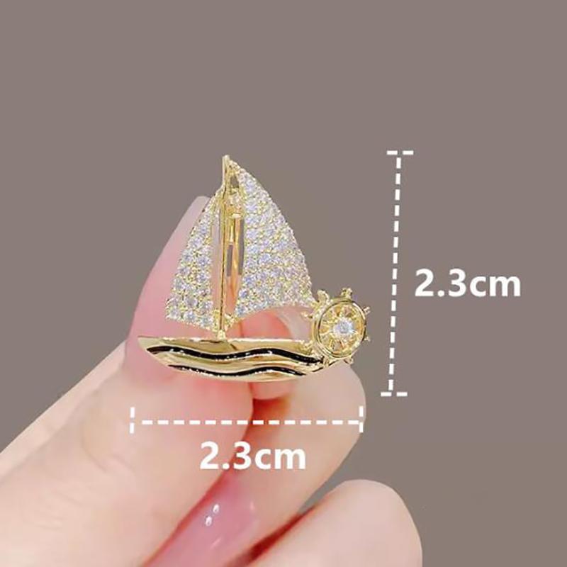 High End Temperament Badge Pins For Men Women Delicate Flash Drsmall Sailboat Brooch Anti Slip Buckle Clothing Accessories Gifts