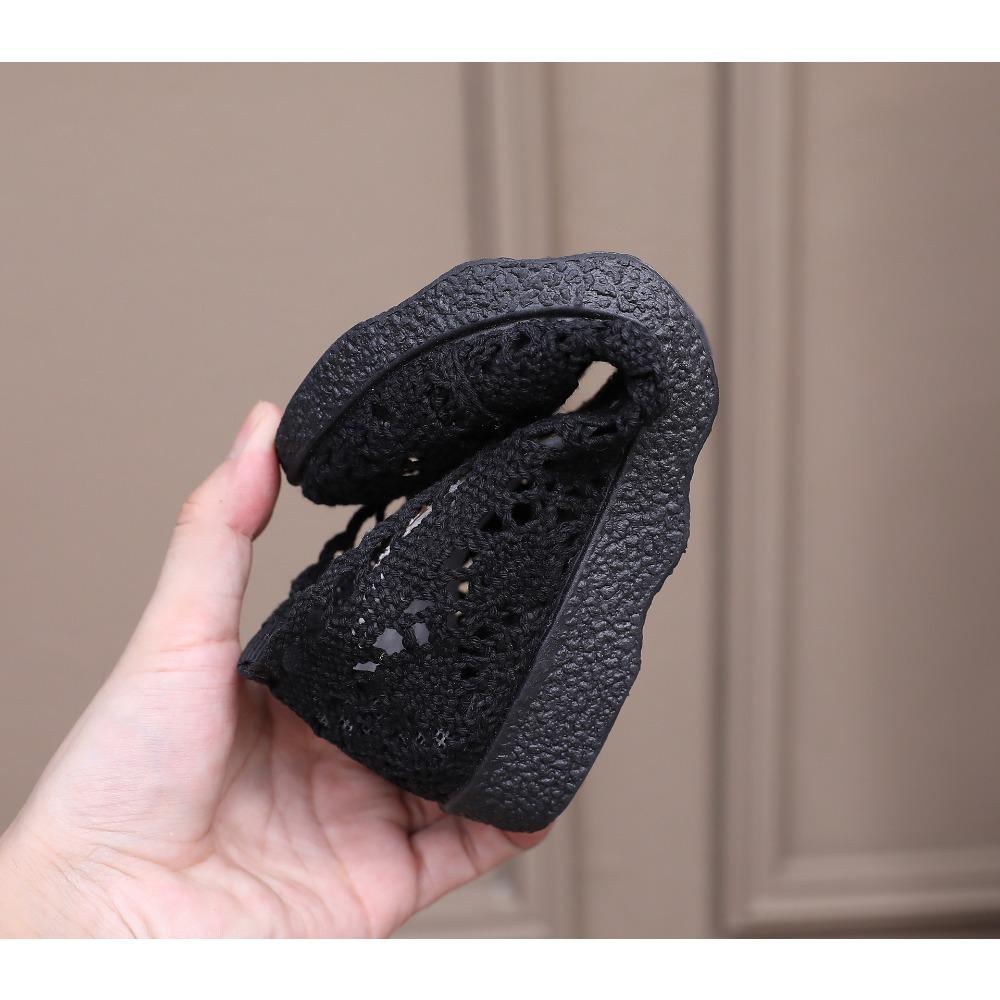 Ladies' Casual Temperament Breathable One Foot Shoes -Women's Mesh Shoes with Mesh Surface, Ethnic Style Cloth Shoes, Hollow Lace Women's Shoes