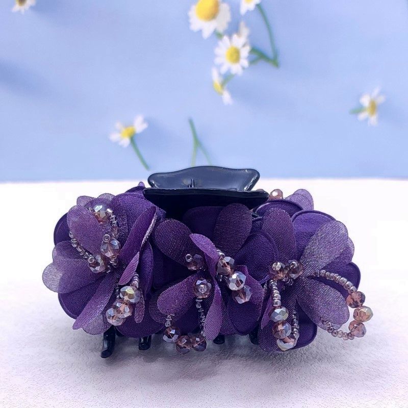 Blume Haarspange für Frauen, Elegante Haarklammer mit europäischer Spitze, Handgemachte Haarnadel für Hochsteckfrisuren