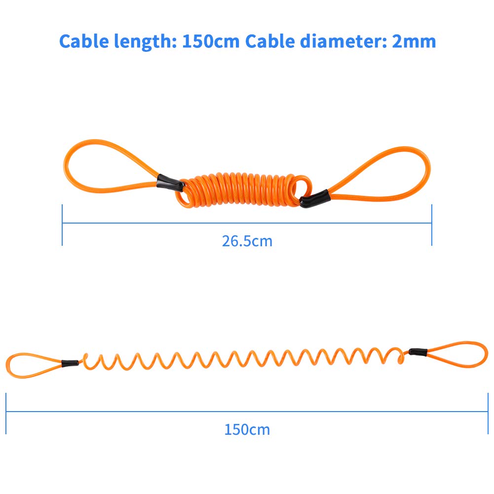 YOHOOLYO Alarm Disc Motorcycle Disc Brake 7mm 5ft Reminder for and Carrying Pouch Lock, Lock, Anti-Theft, Waterproof, 110dB, Pin, Cable, Motorcycles,