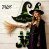 Rustic Halloween Sign Witch Hat Boot Sign, Hanging Trick or Treat Wall Decoration Decor for Home Room, Wooden Front Door Hanger Holiday Party, Or