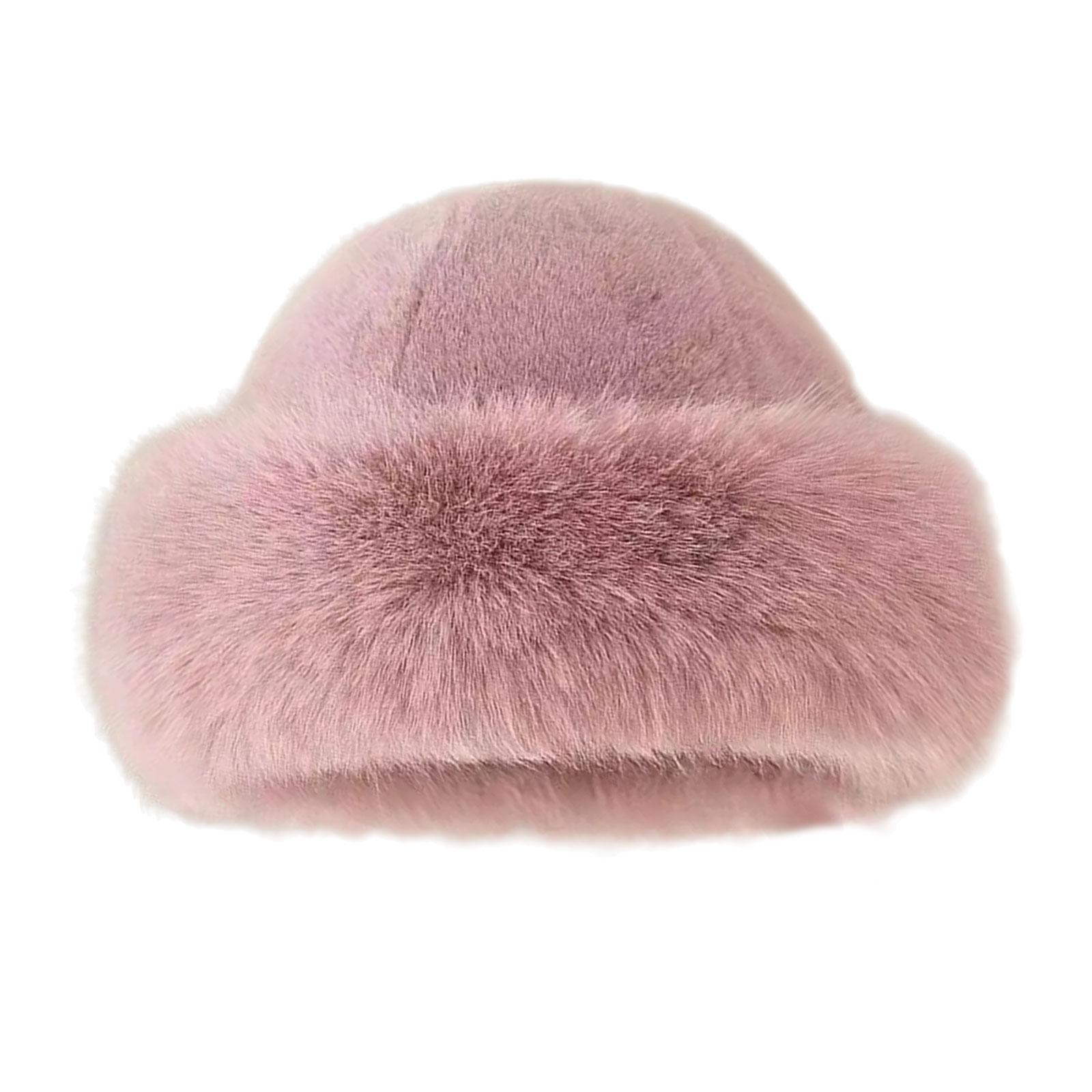 

Fashion Fisherman Hat Mongolian Plush Hat with Ear Coverage For Winter Outdoor Warmth All Matching Women Accessory рожевий