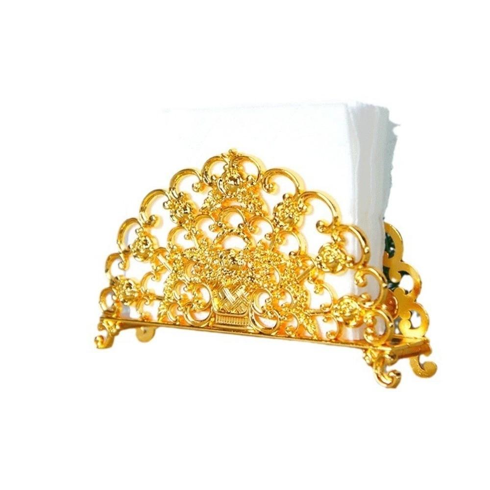 Desktop Ornament Metal Paper Dispenser Zinc Zinc Zinc Alloy Gold Tissue Box Napkin Holder  Restaurant