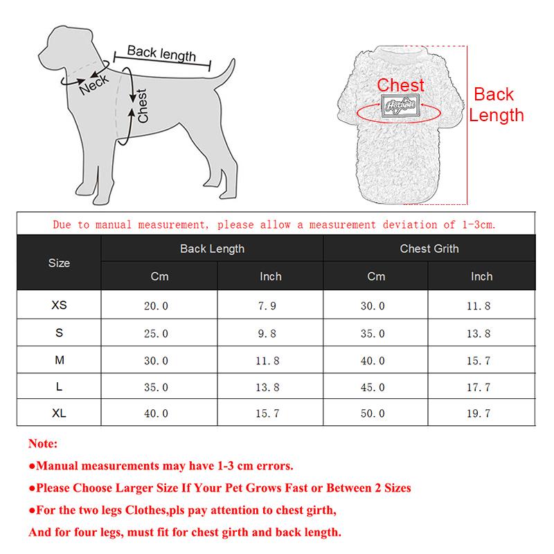 Warm Fleece Dog Clothes Puppy Sweater For Small Dogs Cat Coat Shirt Winter Chihuahua French Bulldog Costume Pet Apparel Supplies