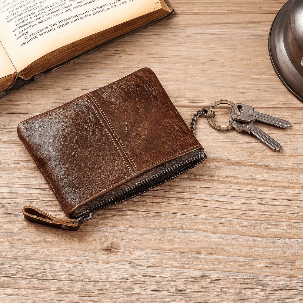 Retro Men's Short Wallet Zipper Pocket Purse Fashion Credit Card Case  Outdoor