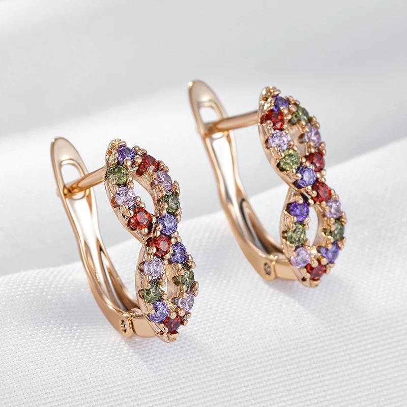 Full Colorful Zircon Crossing Drop Earrings for Women Trendy Geometric Accessories Light Luxury Jewelry