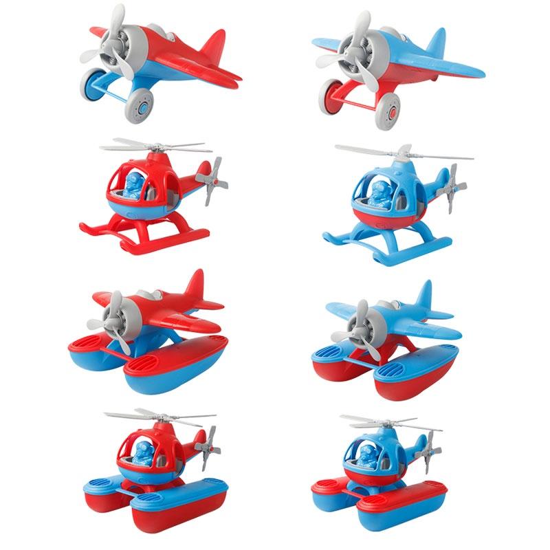 Durable Plastic Aircraft Model Toy Cartoon Beach Airplane Wwii Fighter Jet Helicopter Red/blue
