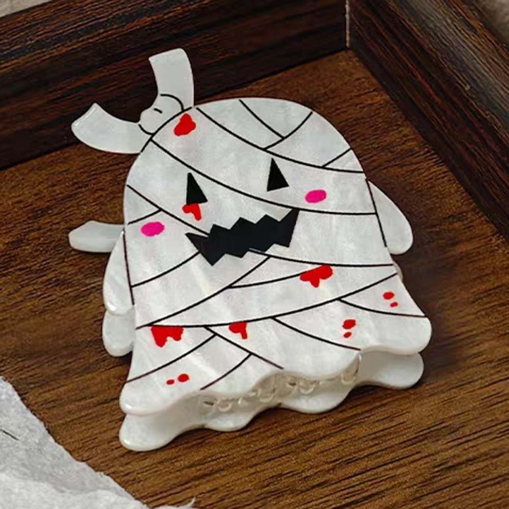 Acrylic Gothic Hair Clamps Glittery Pumpkin Hair Claw Ghost Mini Shark Clip School Event
