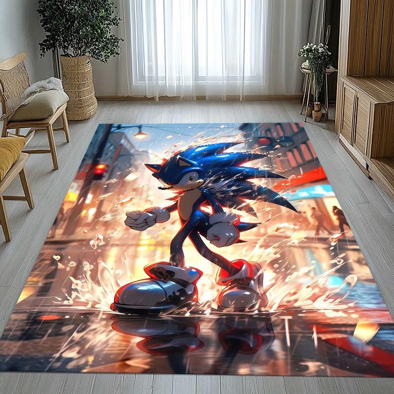 Retro S-Sonic Cartoon Games Living Room Non-Slip Area Rug Soft Carpet for Bedroom Kids Playroom Sofa,Home Decor Doormat Gift