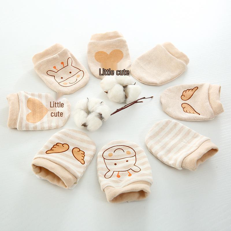 Chewable Cotton Baby Mittens: Anti-Scratch, Colorful, Drawstring Design for Newborns