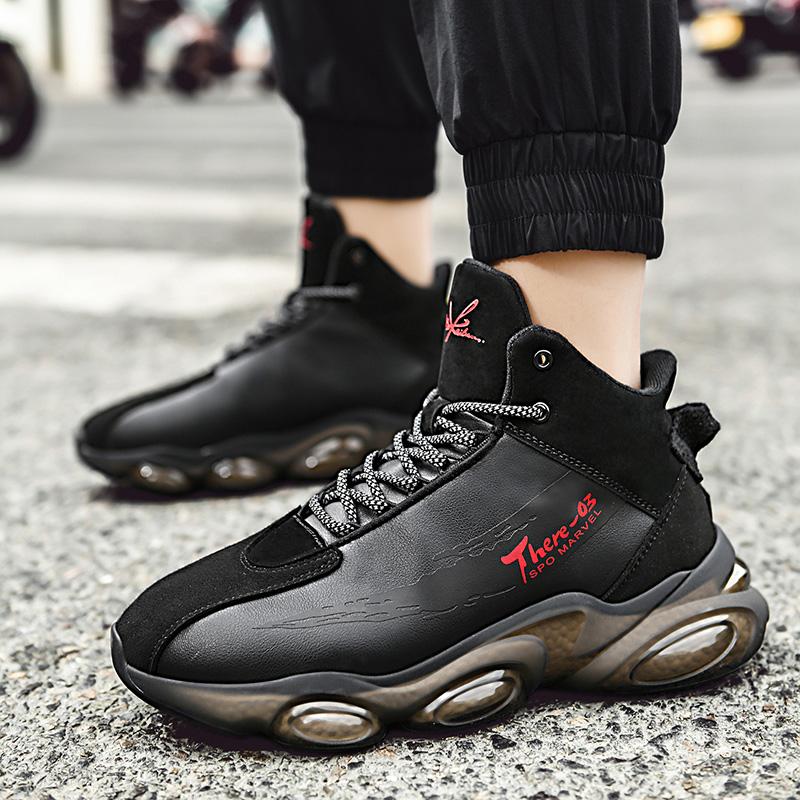 Pantofi sport noi pentru bărbați 2025, cu talpă groasă, albi, pantofi sport cu talpă moale brută, pantofi de alergare popcorn, rezistenți, flexibili, bascheți